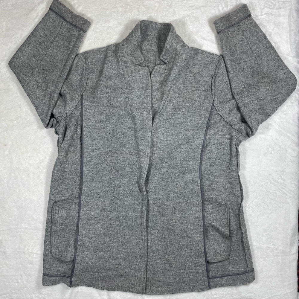 TALBOTS Broiled Boucle Gray Wool Blend Jacket Coat 18 Plus Petite Pocket Unlind - Picture 7 of 16